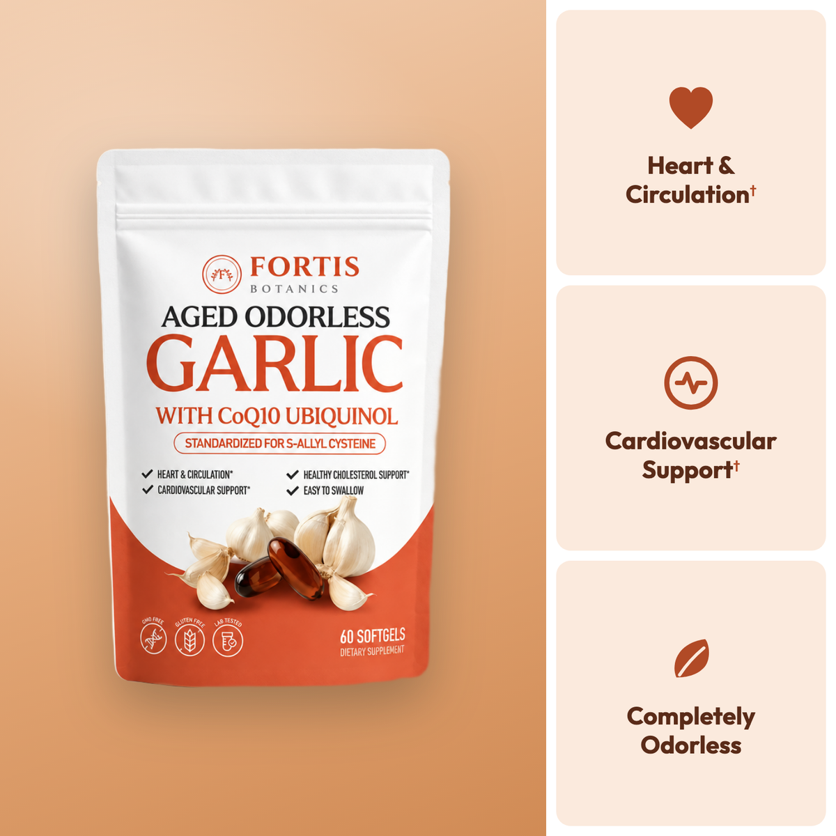 MAIN Fortis Aged Odorless Garlic — heart & circulation support†