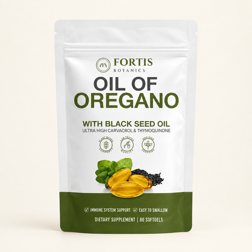 Fortis Oil of Oregano with Black Seed Oil — 60 softgels